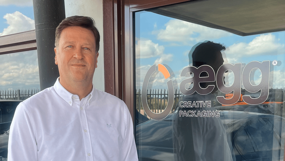 Aegg Creative Packaging's new Project Manager, Richard Cook, outside the main entrance to the Aegg hub in Suffolk
